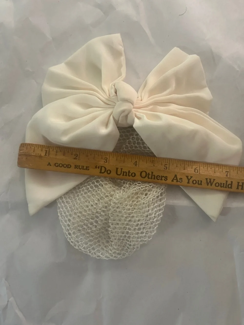 Vintage Ivory Bow Hair Net Barrette